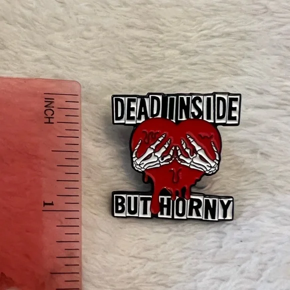 Dead inside but horny lapel pin - Picture 2 of 3